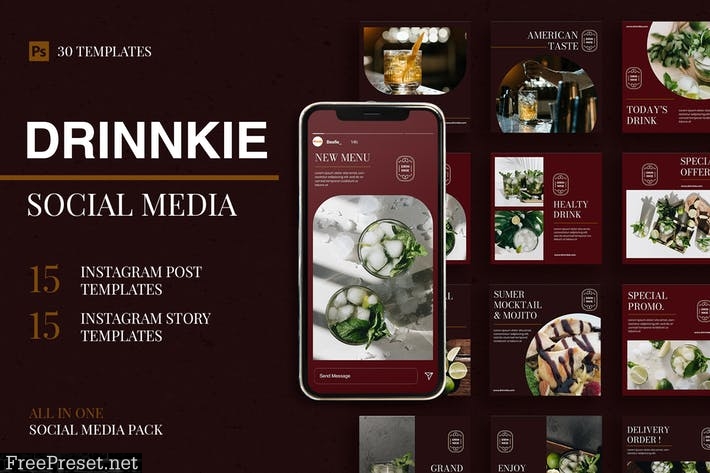 Drinkie - 30 Instagram Post & Story Template LB2LFDV