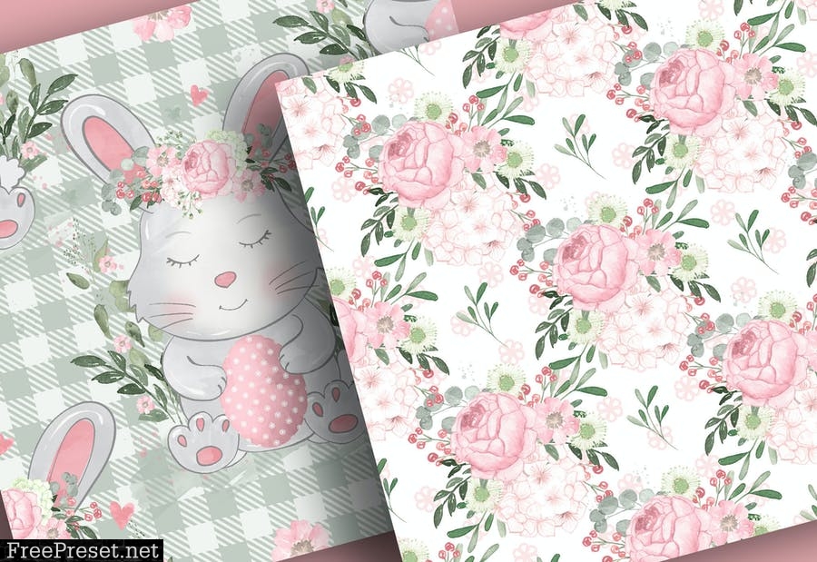 Easter Bunny digital paper pack XVJB56C