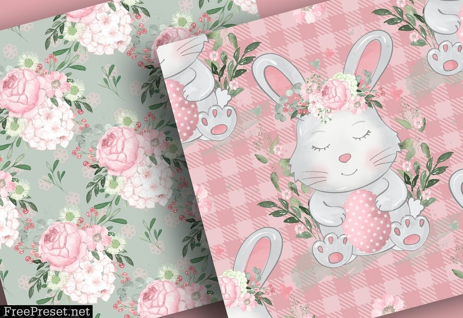 Easter Bunny digital paper pack XVJB56C