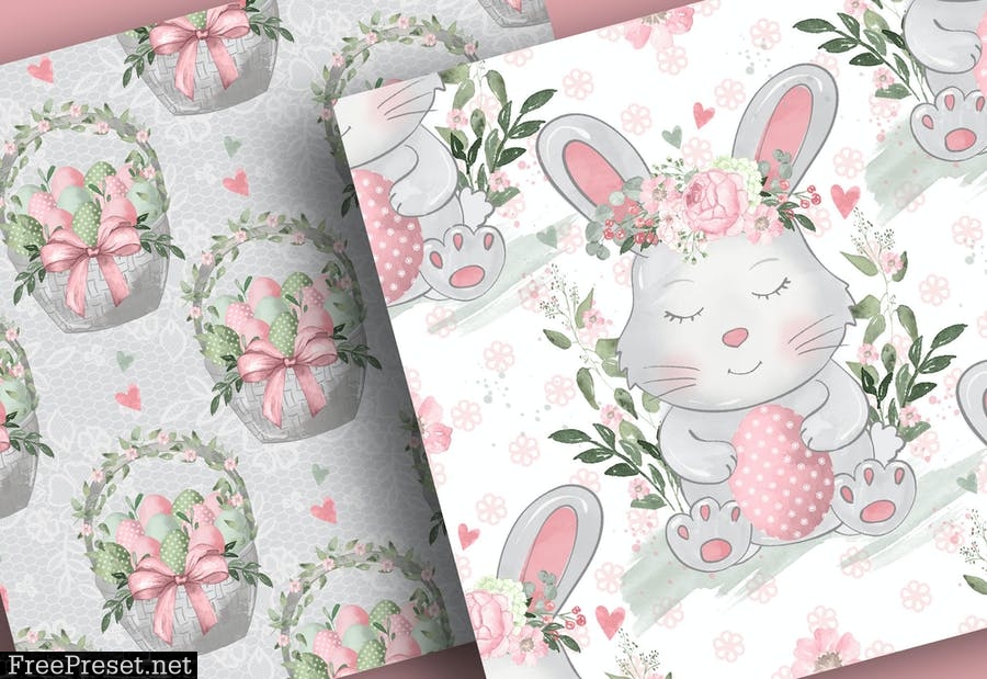 Easter Bunny digital paper pack XVJB56C