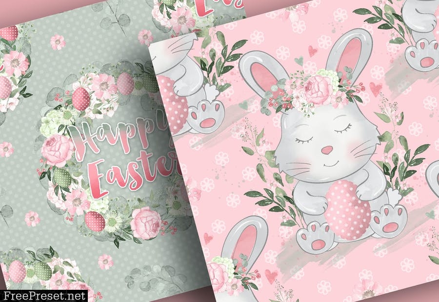 Easter Bunny digital paper pack XVJB56C