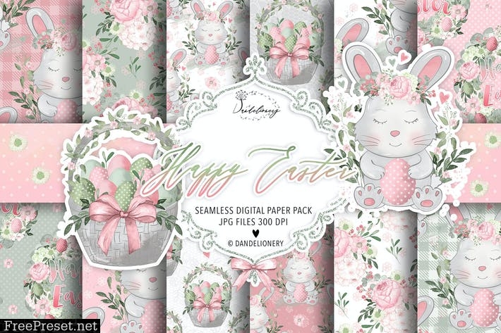 Easter Bunny digital paper pack XVJB56C