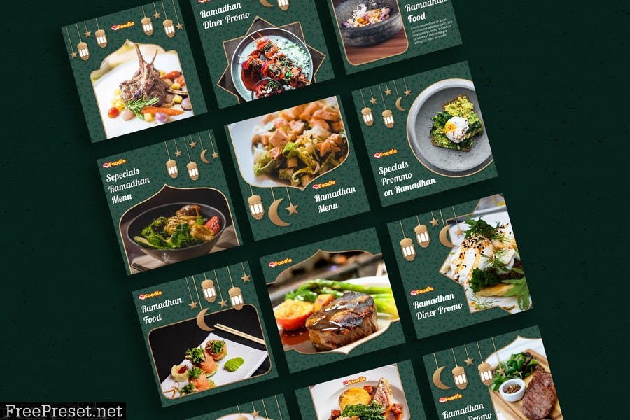Foodie - 30 Instagram Post & Story Template F3LE52Q