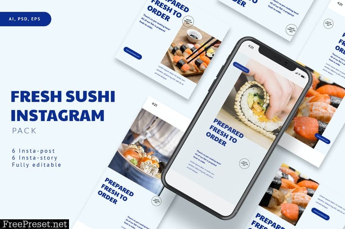 Fresh Sushi Instagram Stories & Post Pack TM33JRJ