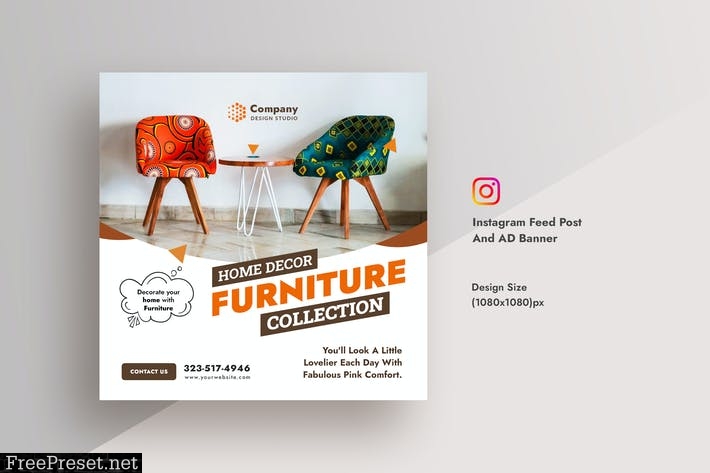 Furniture & Home Decor Instagram Feed AD Banner DU6R7MT
