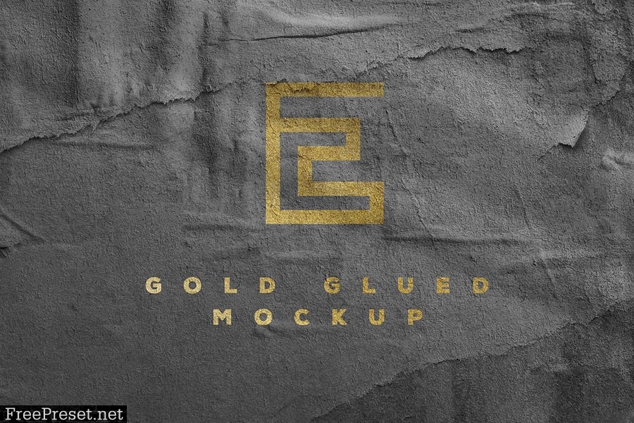 Gold Glued Logo Mockup 2UL2RHK