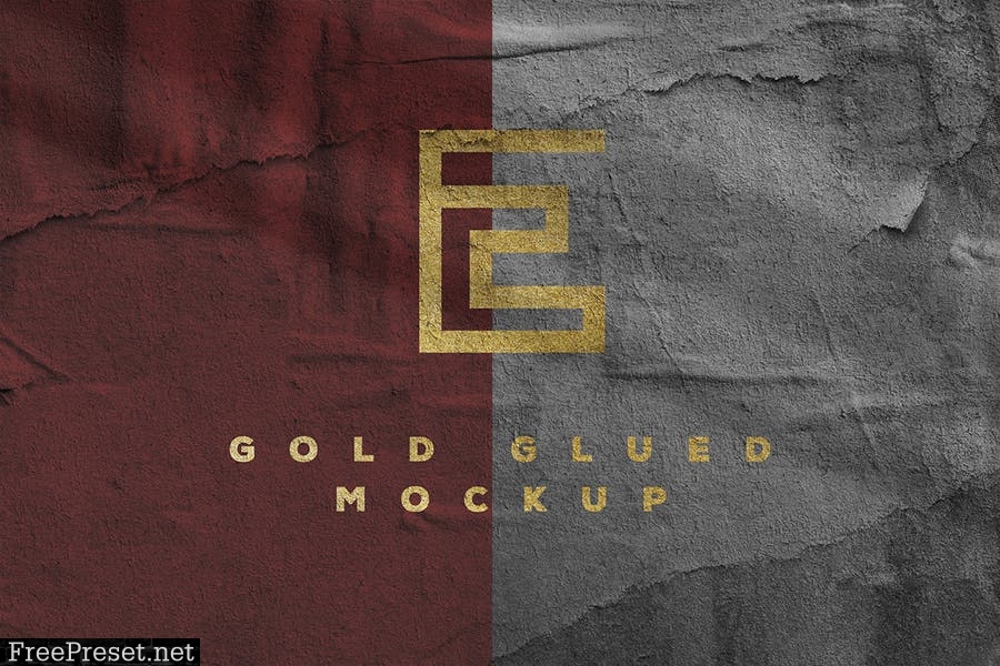 Gold Glued Logo Mockup 2UL2RHK