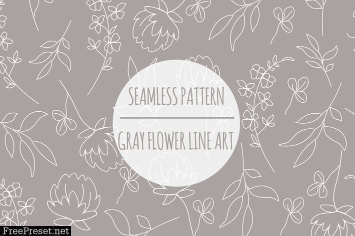 Gray Flower Line Art – Seamless Pattern MGAZHAR