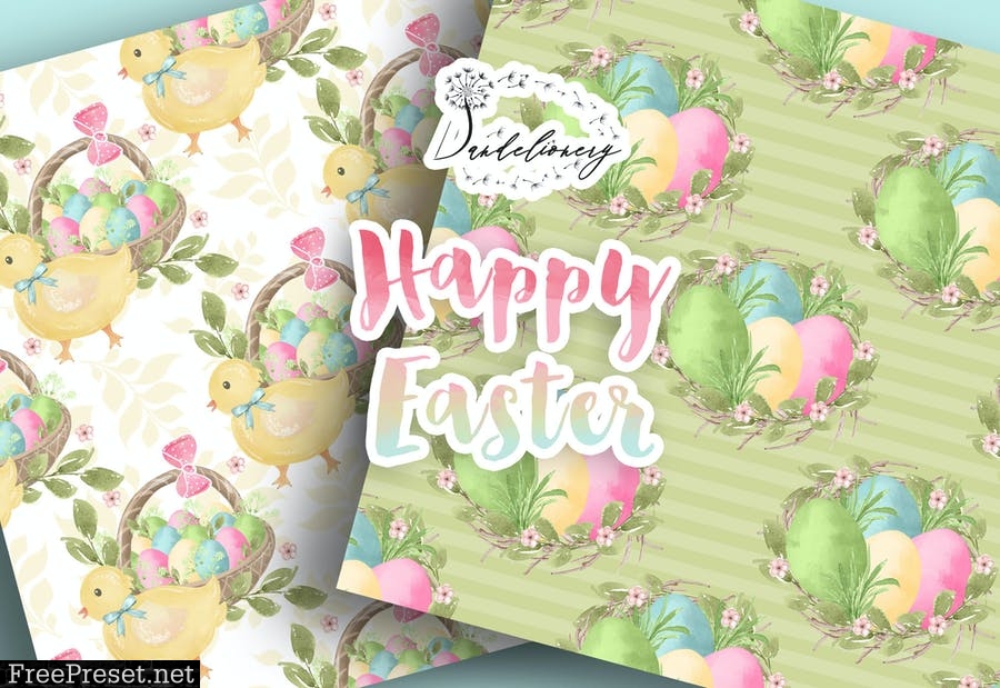 Happy Easter digital paper pack NUZS2TX