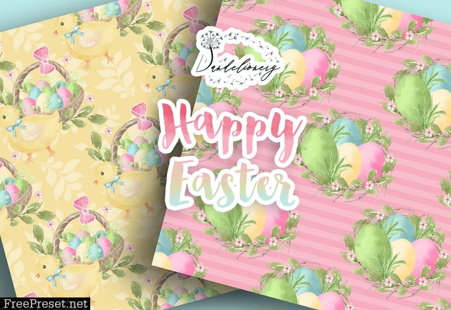 Happy Easter digital paper pack NUZS2TX