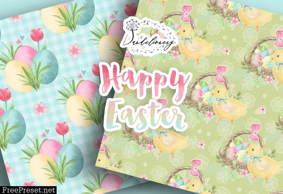 Happy Easter digital paper pack NUZS2TX