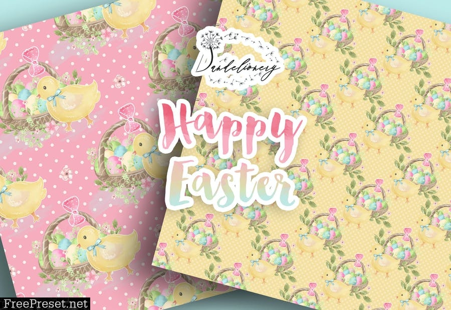 Happy Easter digital paper pack NUZS2TX