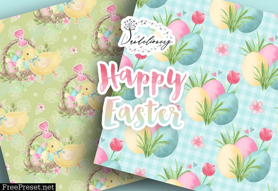 Happy Easter digital paper pack NUZS2TX