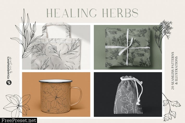 Herbs Patterns & Illustrations RD9VKEE