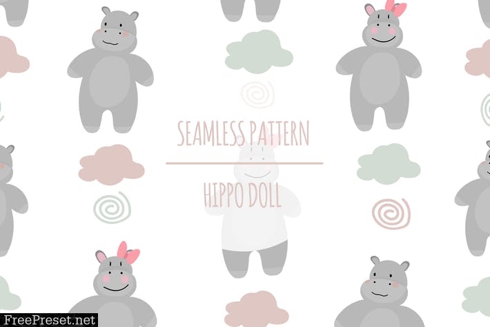 Hippo Doll – Seamless Pattern 3U923V2