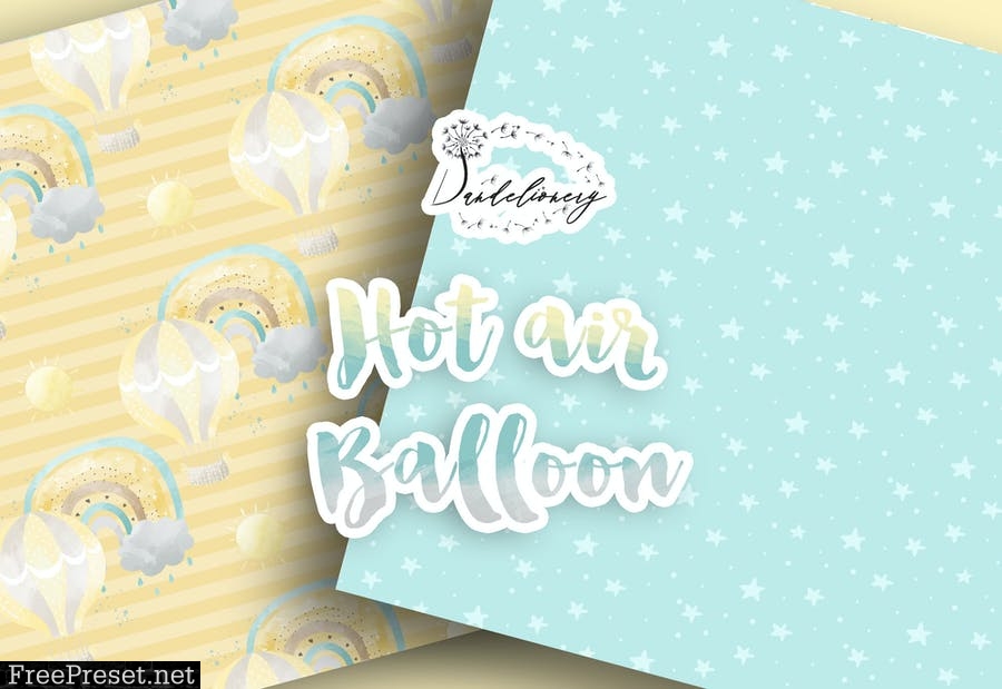Hot Air Balloon digital paper pack X5JYJUH