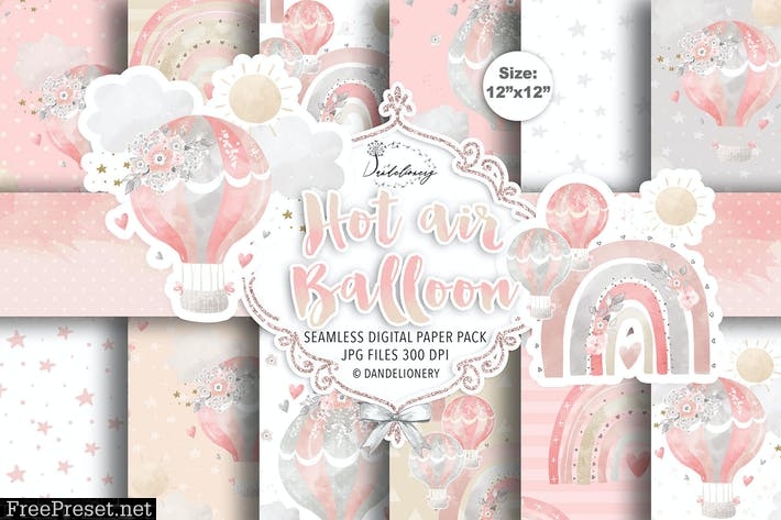 Hot Air Balloon digital paper pack YZWCHC2