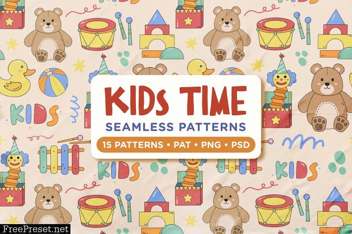 Kids Time Seamless Patterns N6WCXDZ