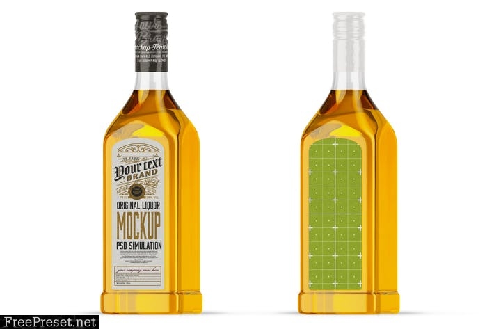 Liquor Glass Bottle Mockup A62PM5W