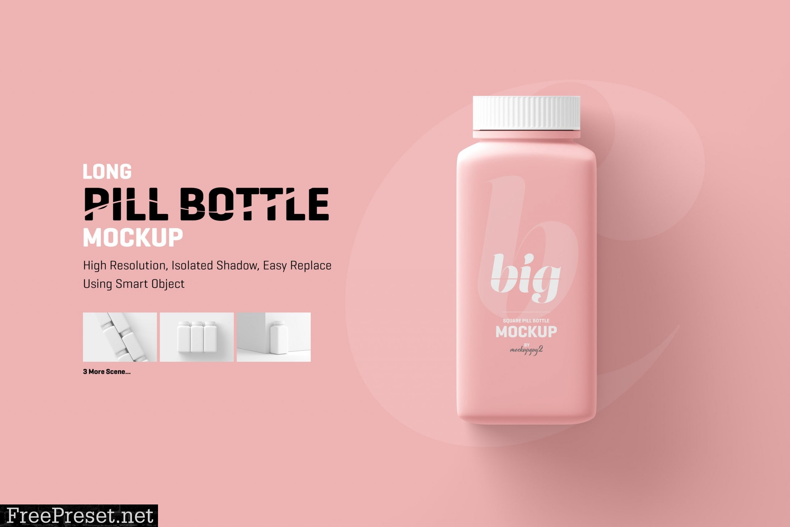 Long Square Pill Bottle Mockup 6058482