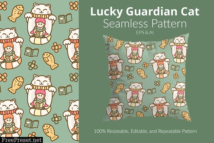 Lucky Guardian Cat Pattern JDMNKUP