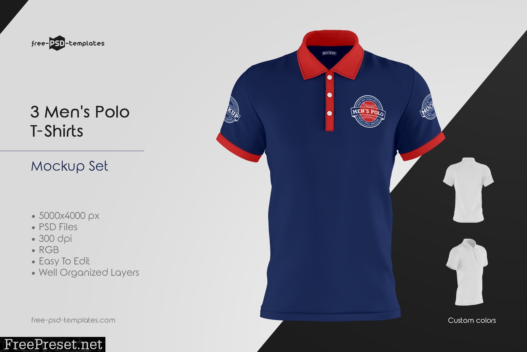 Men's Polo T-Shirts MockUp Set 5848252