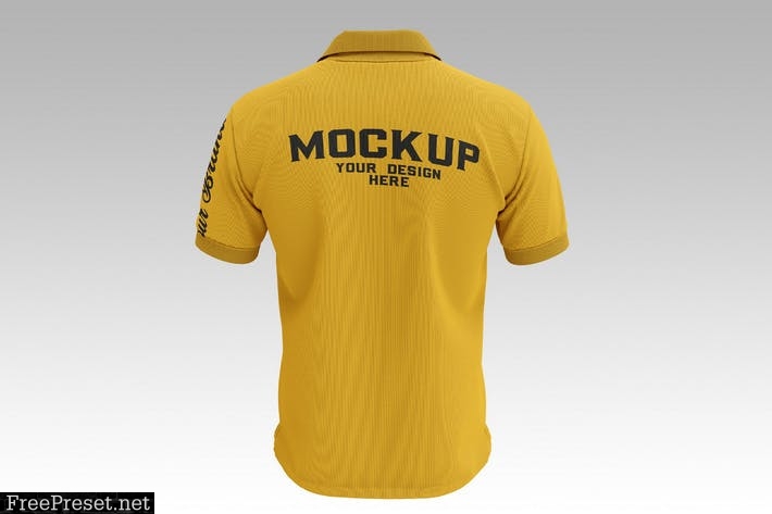 Men's Short Sleeve Polo Shirt Mockup. Back Side NWM8F5E