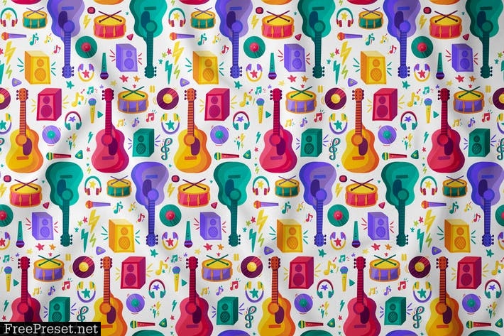 Music Cartoon Seamless Pattern AYMZ93U