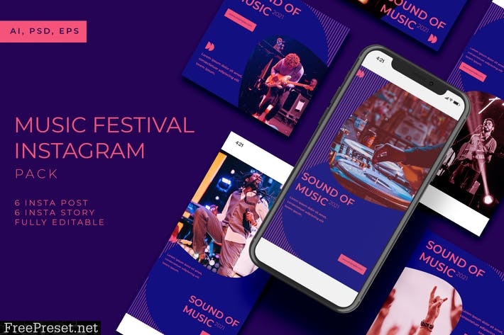 Music Festival Instagram Stories & Post Pack NTUPK3J