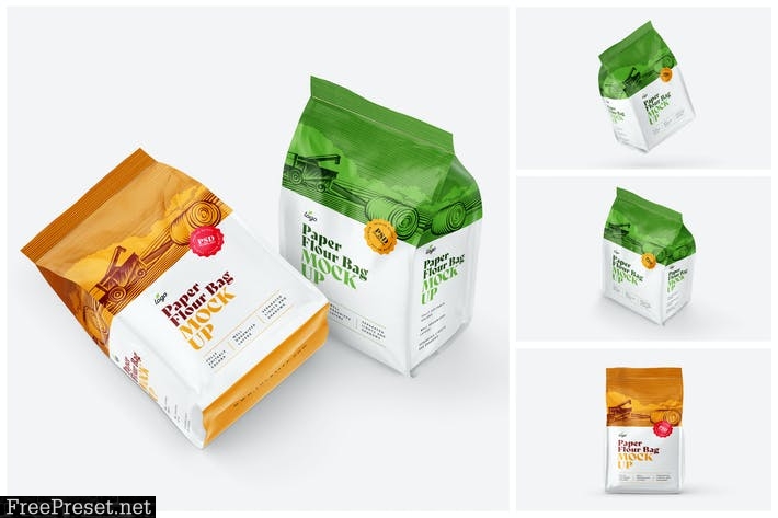 Paper Flour Bag Mockup Set | Pouch TA4EEHC