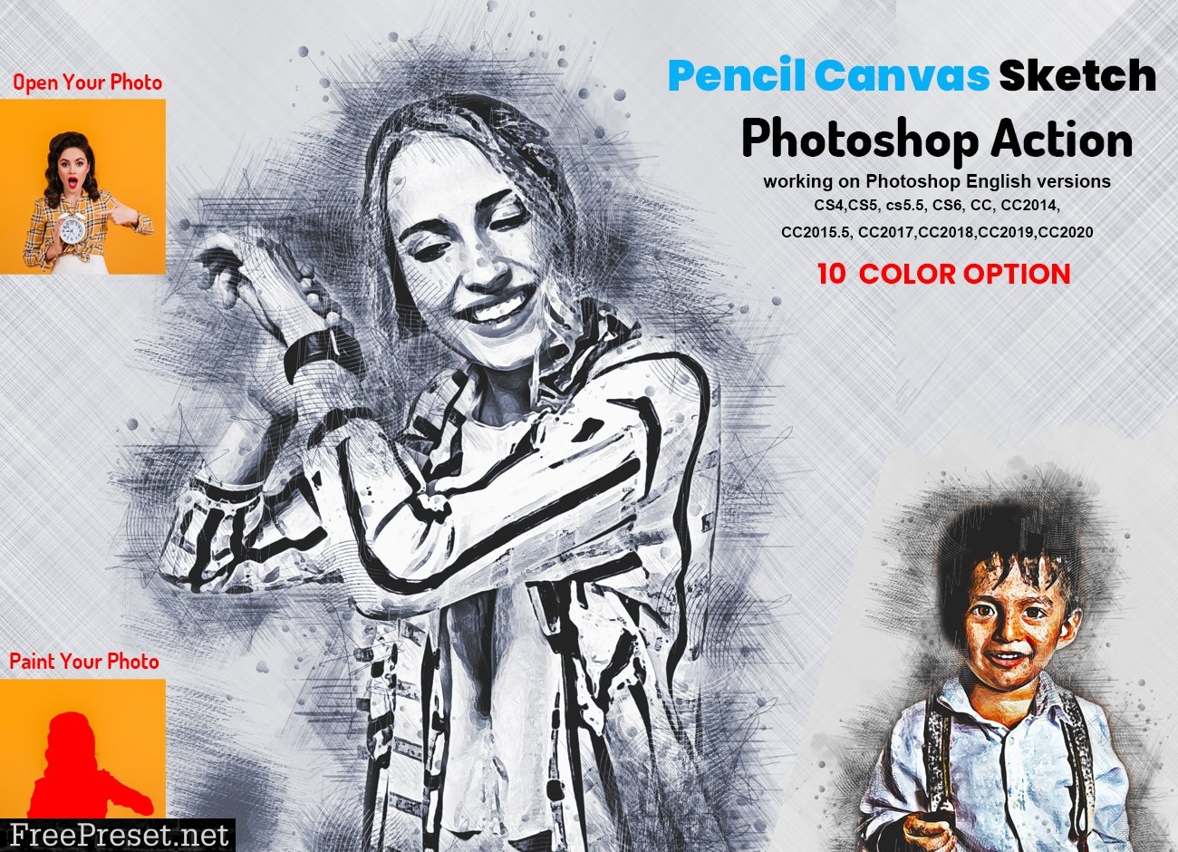 Pencil Canvas Sketch PS Action 5911710