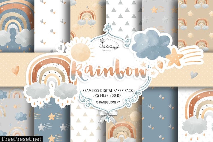 Rainbow digital paper pack 4XWUURE