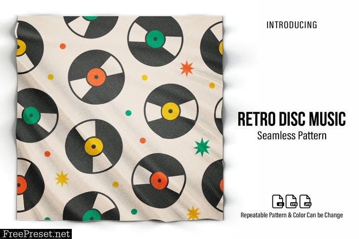 Retro Music Disc Seamless Pattern 3W876QK