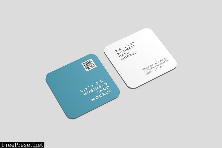 Rounded Square Business Card Mockups JWAW6ZC