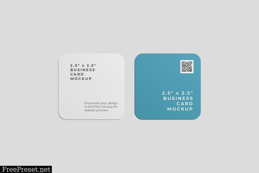 Rounded Square Business Card Mockups JWAW6ZC