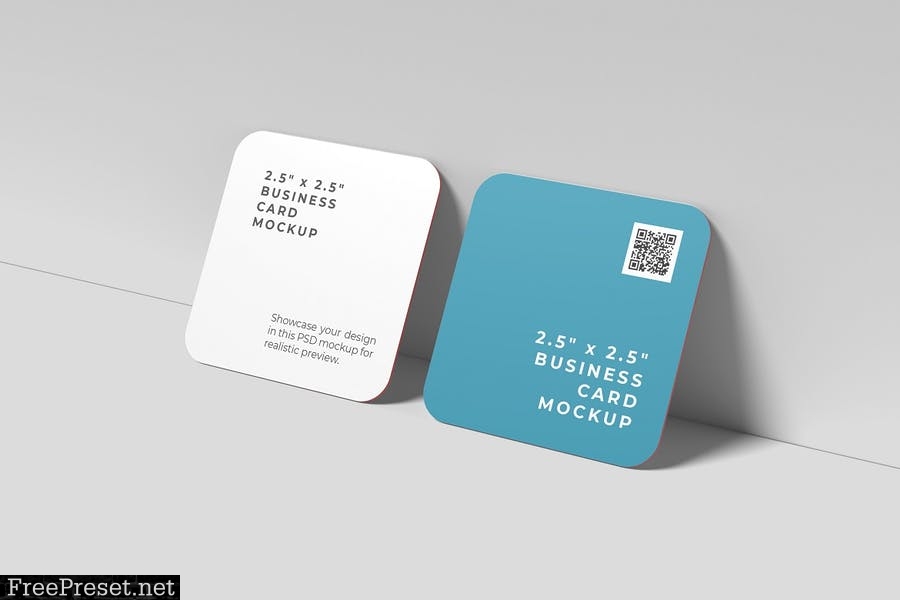 Rounded Square Business Card Mockups JWAW6ZC