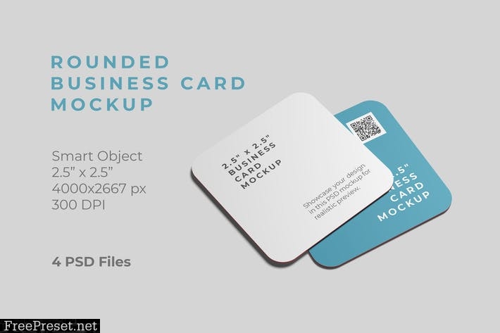 Rounded Square Business Card Mockups JWAW6ZC