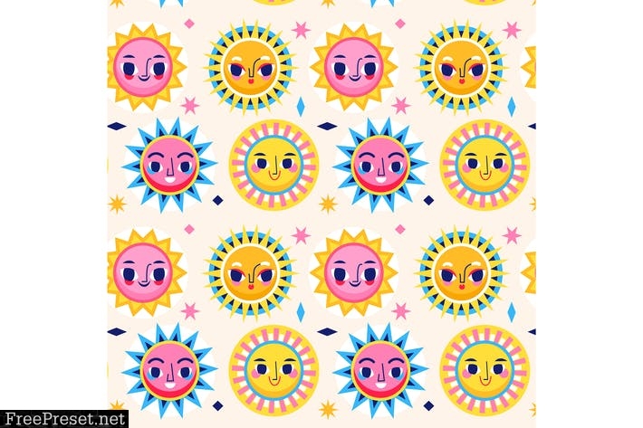 Seamless Flat Sun Pattern SX3YLRE