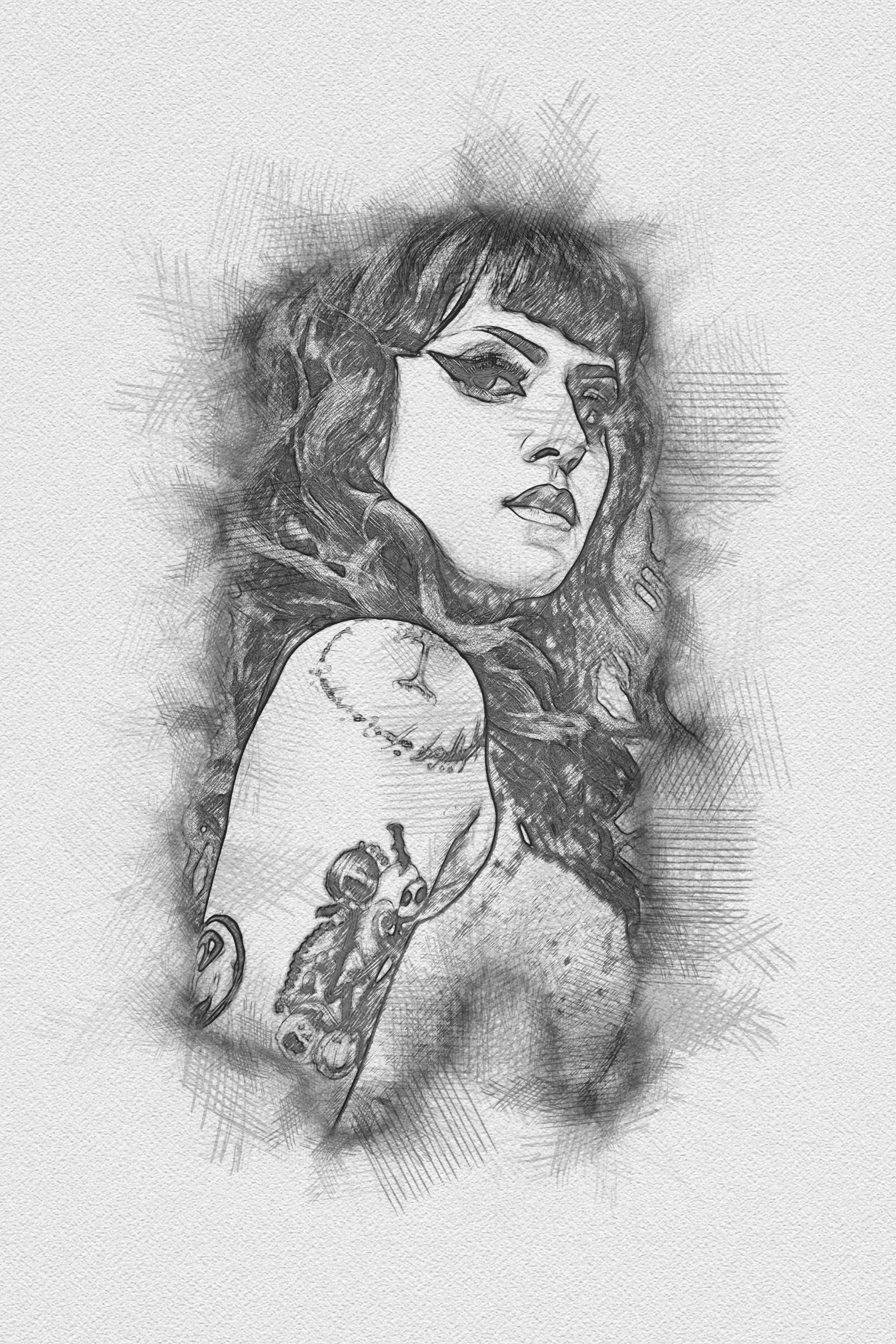 Sketch Portrait - Pencil Photoshop Action 30365021