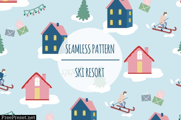 Ski Resort – Seamless Pattern JDQC7C9