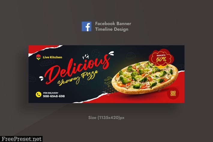 Social Media Design AD Banner For Pizza Restaurant 5C24GRY