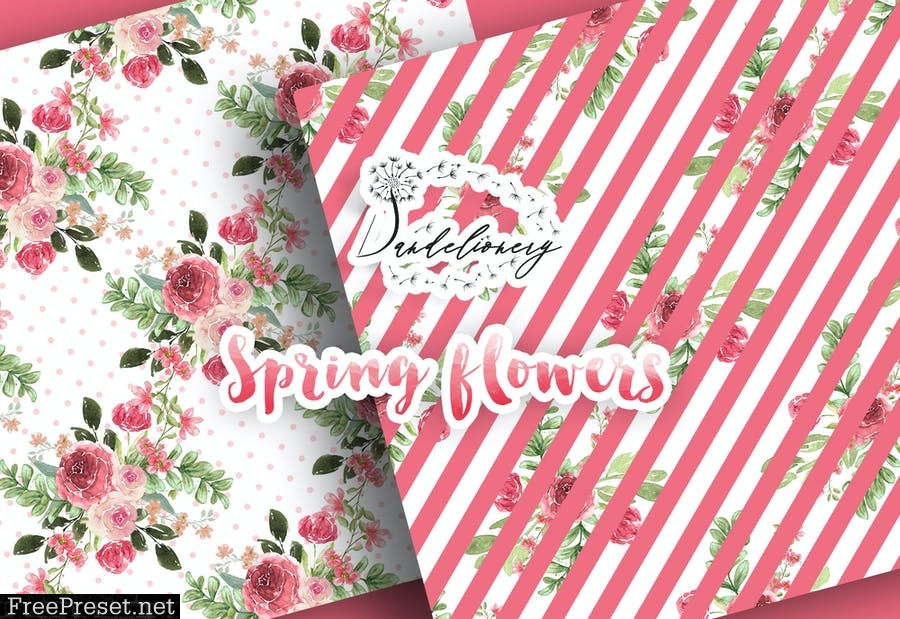 Spring flowers digital paper pack 93AM5XM