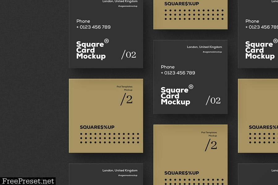 Square Business Card Mockup 849Y7DG