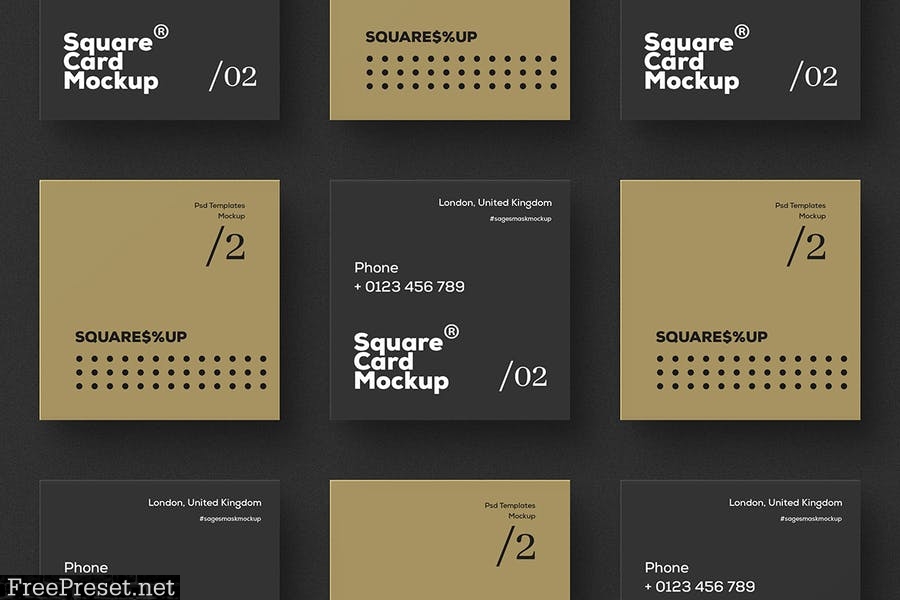 Square Business Card Mockup 849Y7DG