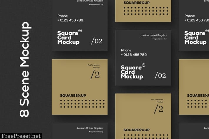 Square Business Card Mockup 849Y7DG