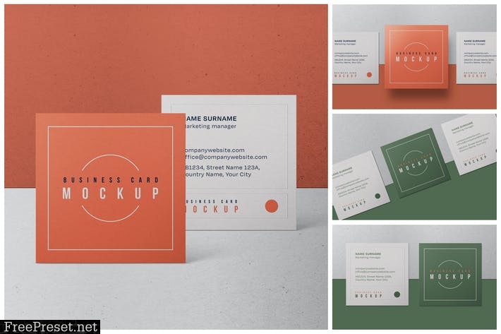 Square Business Card Mockup Set R4949TR