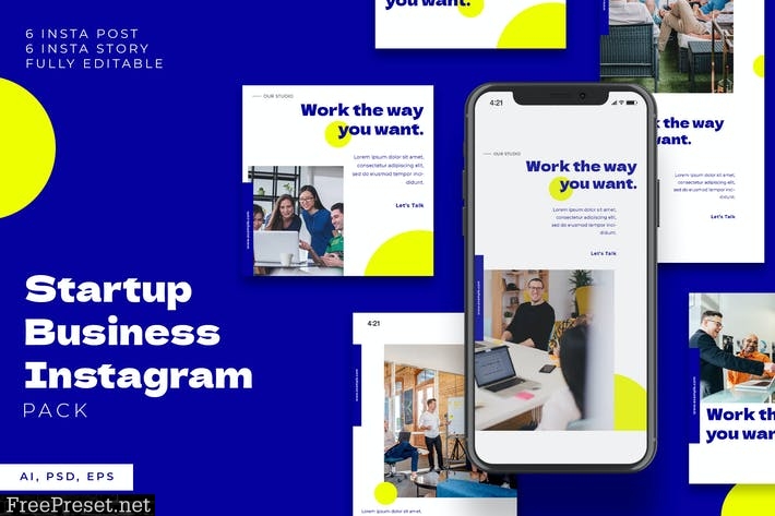 Startup Business Instagram Stories & Post Pack WRKY6EN