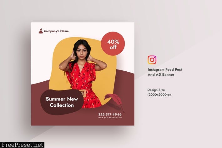 Summer Dress Promotional Instagram offer AD Banner A76CTVR