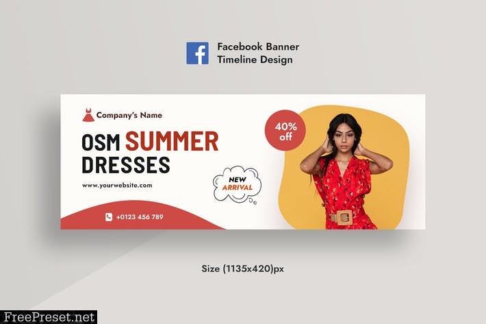 Summer Sale & Dress promotional Facebook Banner EUS95TE