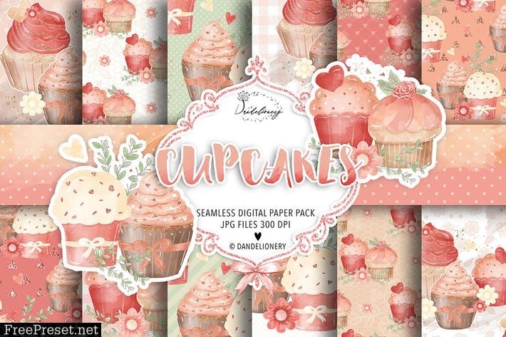 Sweet cupcake digital papaers X6XD9ZK